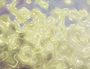 Abstract, wavy patterns in pale yellow and green hues create a fluid, dreamy atmosphere.